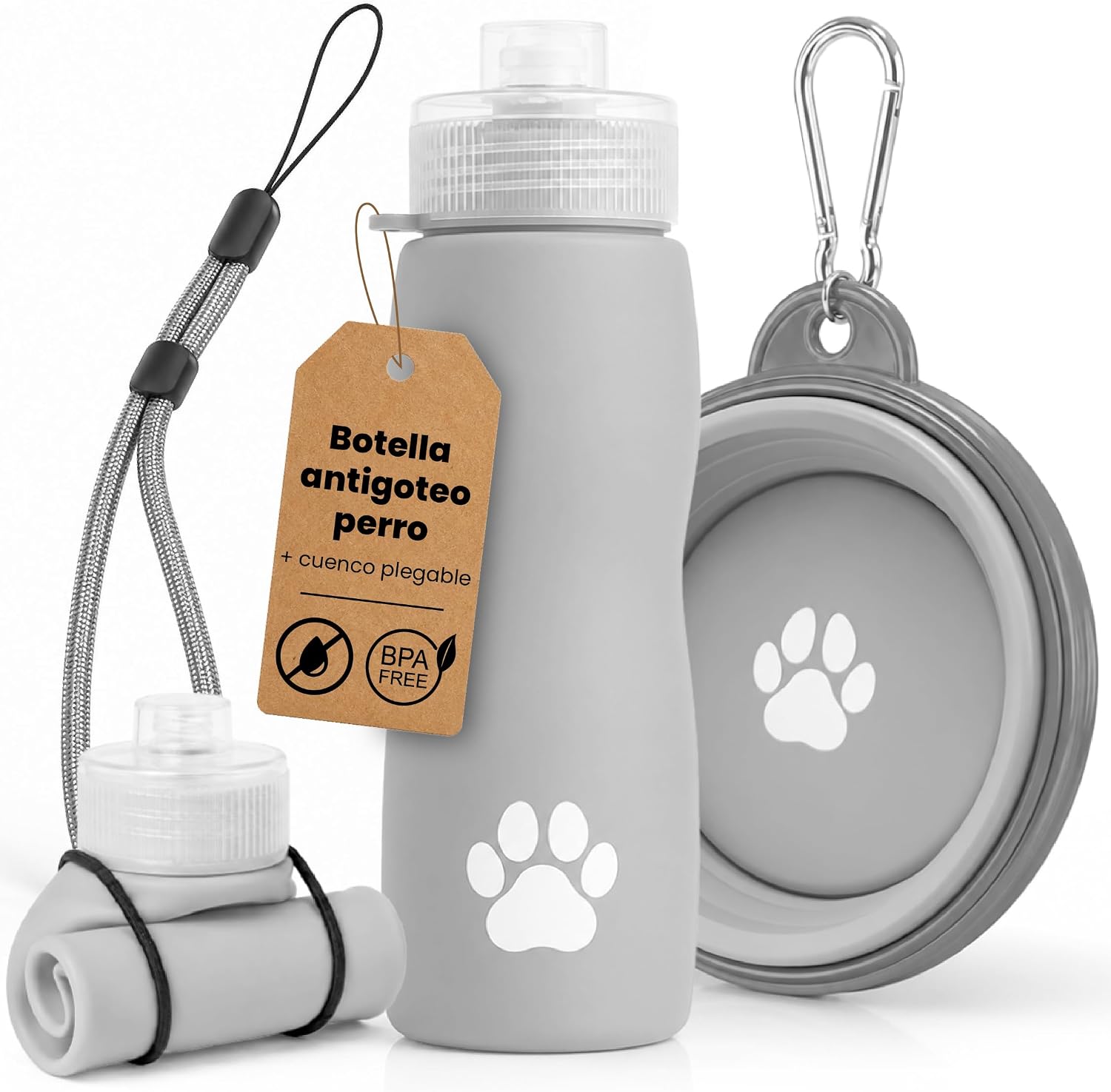 Botella con cuenco plegable para perro (450 ml)