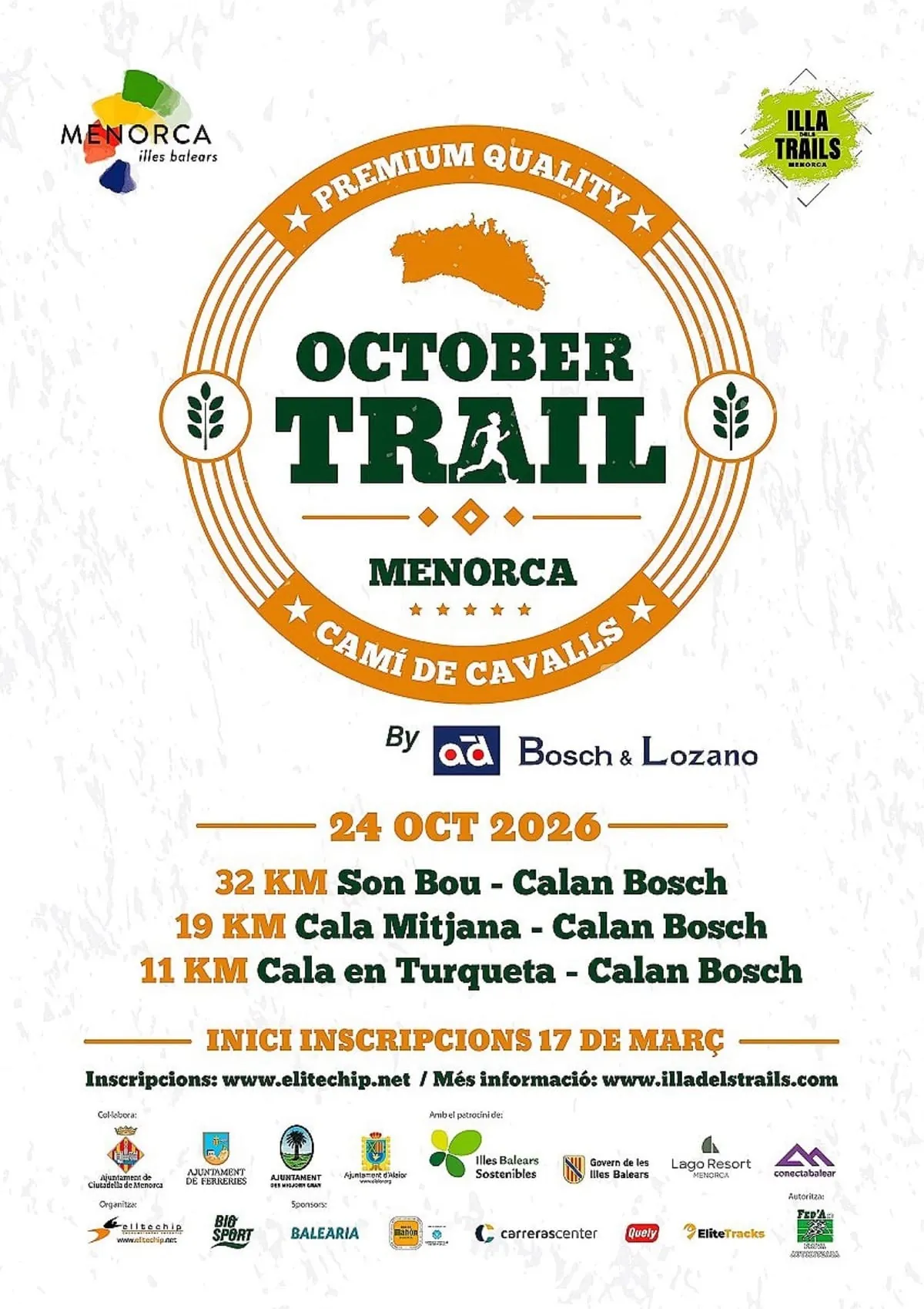 Cartel de October Trail Menorca en Son Bou (Alaior), illes balears