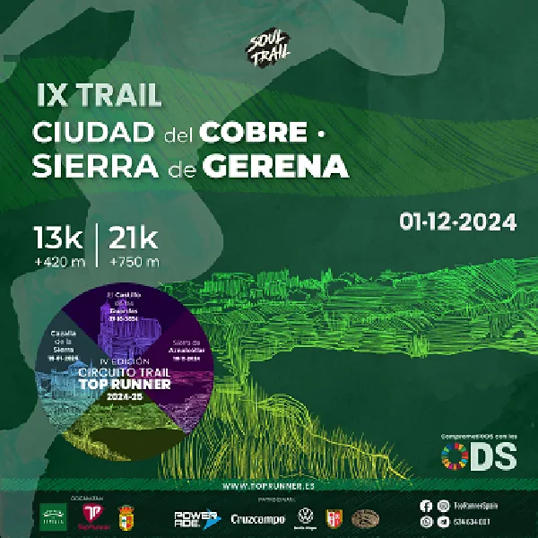 Cartel oficial de Trail Ciudad del Cobre – Sierra de Gerena — 17 de enero de 2027 en Gerena, malaga